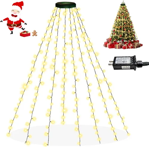 Vista 9 de Easy - Luces para árbol de Navidad de 8.2 pies, 280 LED x 8 líneas para árboles de Navidad de 6 a 7 pies Varios