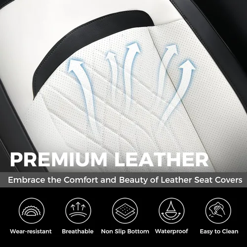 Vista 6 de Fundas de asiento delantero de automóvil, fundas de asiento de cuero para automóviles, protector de asiento impermeable transpirable, fundas