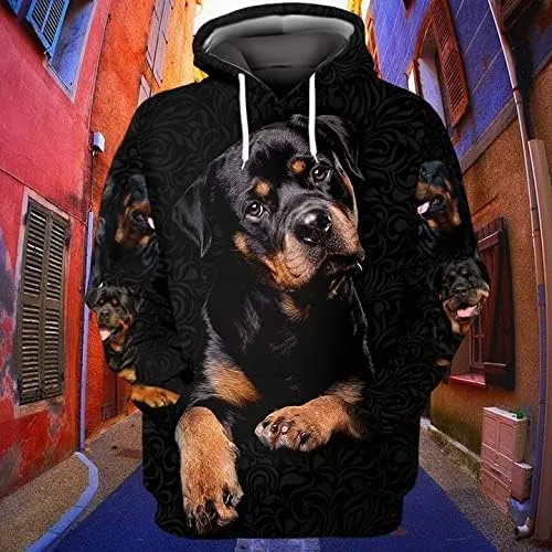 Vista 2 de Sudadera con capucha de forro polar para hombre con diseño de cara de perro en 3D, para hombre y mujer, serie 08