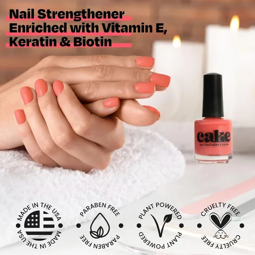 Vista 5 de Cake - Esmalte de uñas no tóxico, fortalecedor de uñas, fortalecedor y crecimiento de uñas, reparación de uñas para uñas dañadas, esmalte de uñas