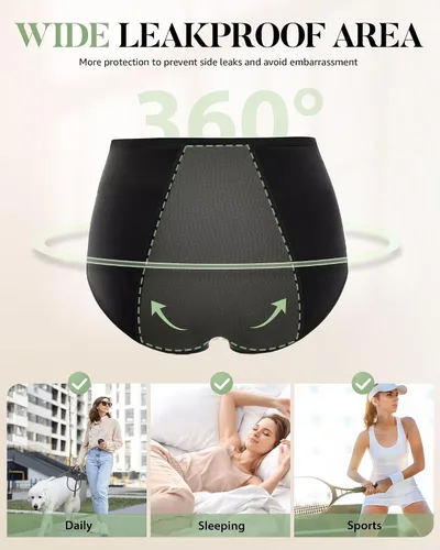 Vista 6 de TANSTC Ropa interior de período para mujer, ropa interior absorbente de cintura alta, bragas posparto, braguitas menstruales de flujo pesado