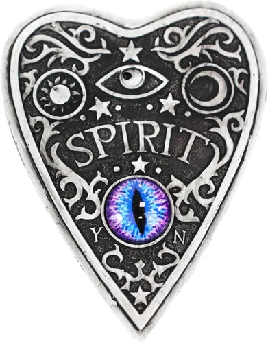 Vista 5 de Ebros Divinatory Trance Ouija - Tabla de espíritu con cristal morado de la Vía Láctea, con forma de corazón, caja decorativa pintada a mano