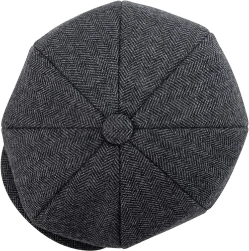 Vista 5 de BOTVELA Sombrero de tweed de espiga de 8 paneles de mezcla de lana para hombre