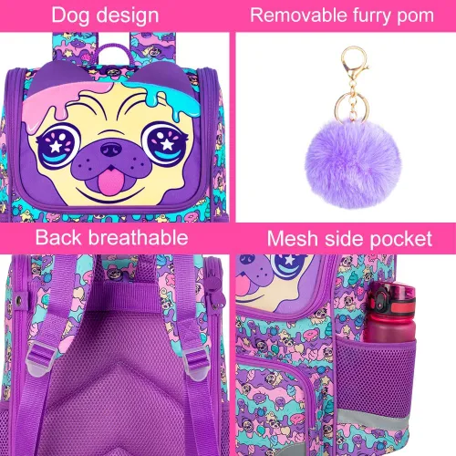 Vista 35 de KLFVB Mochila de 3 piezas para niñas y niños, bolsa de libros de dinosaurio de unicornio de 15 pulgadas con lonchera, bolsa escolar preescolar