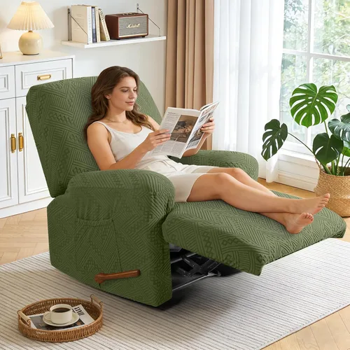 Vista 6 de Ruaozz - Fundas para sillas reclinables, funda elástica suave, color verde Funda reclinable de 1 plaza, fundas lavables para sillas de 3 piezas