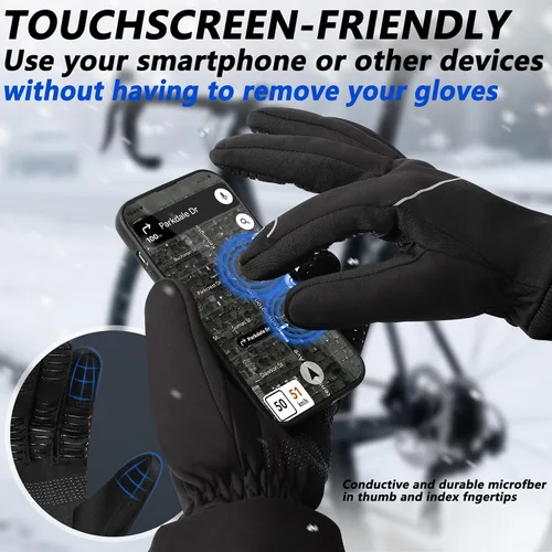 Vista 4 de MOREOK Guantes de invierno para hombres y mujeres, cálidos, térmicos, para esquí, nieve, pantalla táctil, ciclismo, ciclismo, senderismo, clima