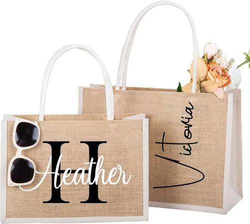 Vista 9 de Bolsas de mano de boda personalizadas, regalos para dama de honor, verano, playa, niñas, viaje, despedida de soltera, reutilizable, bolsa