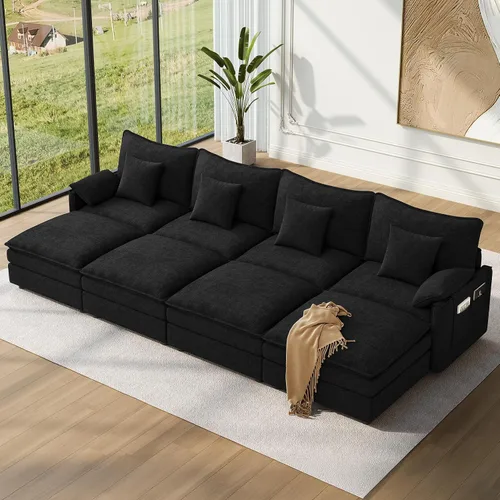Vista 91 de Vesgantti Sofá modular de 108 pulgadas, cómodo sofá de nube con asiento profundo otomano movible, sofá modular en forma de L, sofás seccionales