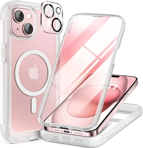 Vista 236 de Miracase - Funda magnética para iPhone 13 Pro Max de 6.7 pulgadas (compatible con MagSafe), transparente, completo, protector de pantalla de vidrio