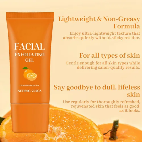 Vista 2 de Gel exfoliante facial, exfoliante hidratante de limpieza profunda con fórmula vegetal natural, rejuvenecimiento de la piel, exfoliante purificador