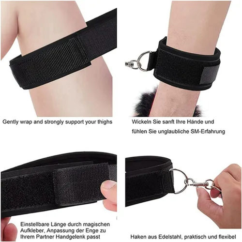 Vista 2 de Juego de restricciones de cama sexuales para parejas sexuales de restricciones sexuales, asistencia para la muñeca y el tobillo, kit para adultos