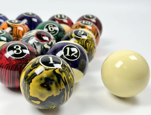 Vista 5 de Juego de 16 bolas de billar para mesa de billar, bola de resina de 2-1/4 pulgadas (varios estilos disponibles)