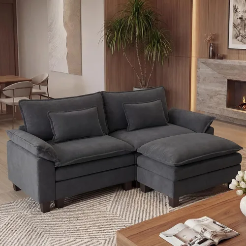 Vista 53 de URRED - Sofá seccional modular Cloud, sofá moderno en forma de L de 87" con profundidad de asiento con otomana y almohadas, ultra cómodo sofá