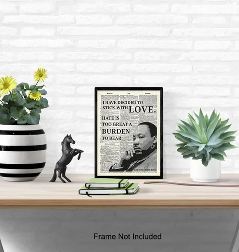Vista 5 de Arte inspirador de pared de diccionario de Martin Luther King, MLK, decoración del hogar, póster reciclado para decoración de oficina o habitación