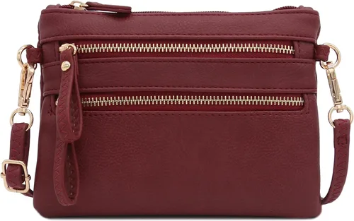 Vista 8 de Bolso de hombro cruzado con múltiples bolsillos y cremallera y correa de muñeca pequeña