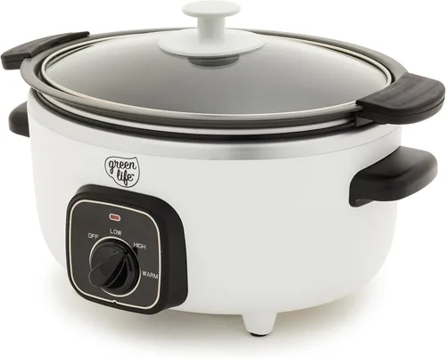 Vista 12 de GreenLife 3.5QT Olla de cocción lenta, cerámica antiadherente sin PFAS ni tóxicos, recipiente interior extraíble, programable, función mantener