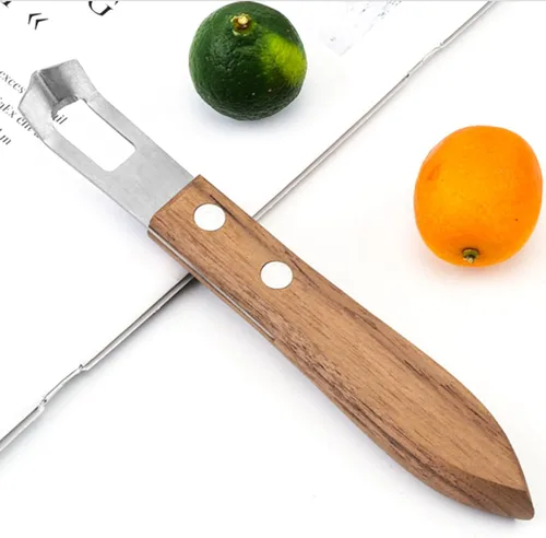 Vista 5 de 3 cuchillos para tallar canal de cóctel, mango de madera de nogal, herramienta para tallar frutas y verduras, hoja de acero inoxidable