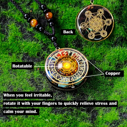 Vista 3 de Day Day Up Collar con colgante de orgonita de 7 chakras, piedras preciosas de reiki, cristales de energía, para buena suerte, yoga y meditación