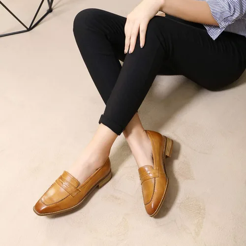 Vista 5 de Mona Flying Mocasines de cuero para mujer, estilo informal, planos, para mujeres y jóvenes