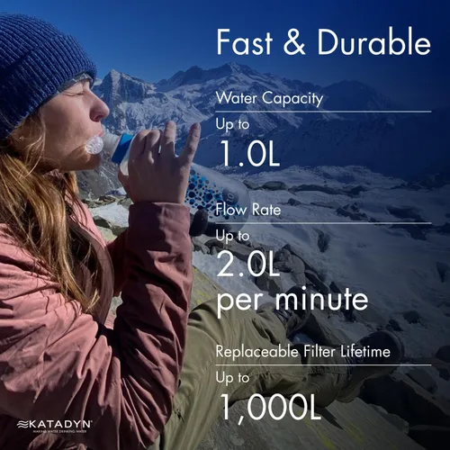 Vista 6 de Katadyn BeFree - Botella de filtro de agua plegable ultraligera de 1.0L para senderismo, camping, mochilero