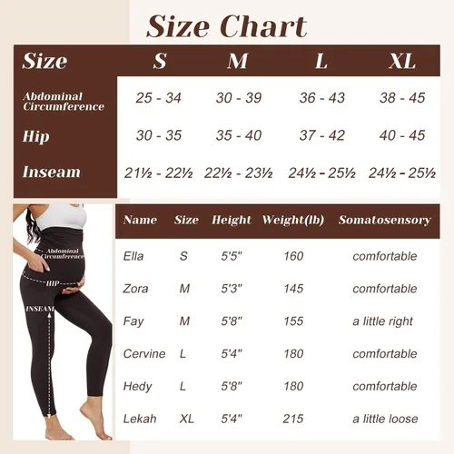 Vista 5 de Paquete de 2 leggings de maternidad con bolsillos sobre el vientre, pantalones negros para mujer, para entrenamiento, yoga, embarazo