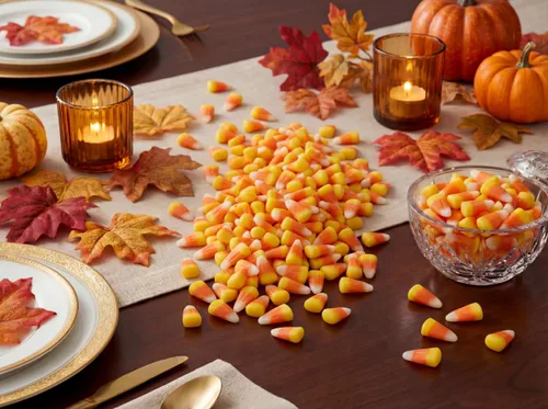 Vista 4 de Dulces de maíz de 1 libra Tradicional Tricolor Naranja Amarillo Blanco Halloween Treats