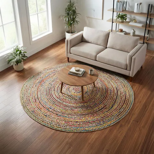 Vista 20 de RedEarth · Alfombra rectangular - 2'x3' de yute natural trenzada con respaldo antideslizante - Alfombra boho tejida a mano para dormitorio, cocina