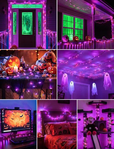 Vista 8 de Guirnalda de luces incandescentes púrpura de 20 pies para decoración de fiesta