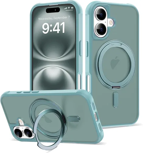 Vista 22 de Funda para iPhone 11 con soporte de anillo magnético giratorio de 360° [compatible con Mag-Safe] [Protección de grado militar] Funda translúcida