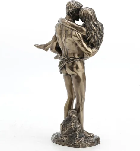 Vista 3 de Veronese Design 11 3/8 pulgadas los amantes nupcial llevan la escultura desnuda artística del final del bronce antiguo de la resina del molde en frío