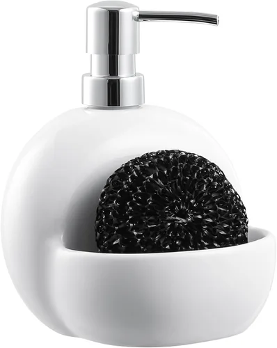 Vista 7 de RQYIXI Dispensador de jabón de cerámica de mariquita de 17 onzas con bomba de ABS, dispensador de jabón líquido recargable para loción, gel de baño