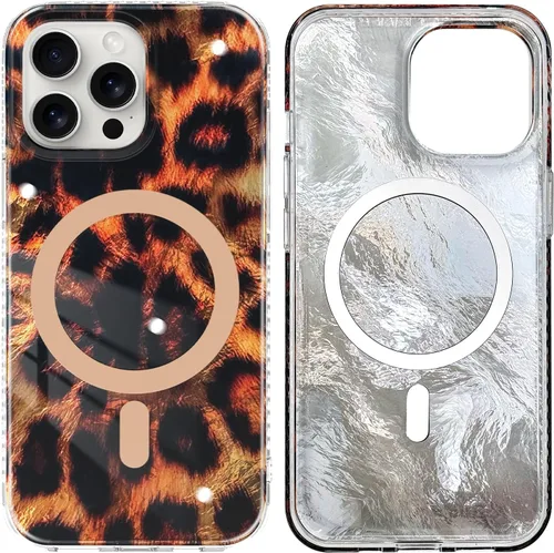 Vista 36 de SAKUULO Funda magnética para iPhone 11 Pro Max [Compatible con MagSafe] Patrón de Estampado de Leopardo Gris Claro Funda de Carga Inalámbrica