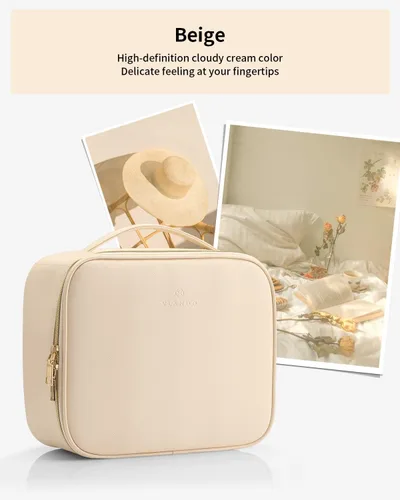 Vista 8 de Vlando - Bolsa de maquillaje de viaje, organizador de bolsa de maquillaje, ideas de regalo para mujeres y niñas, bolsa de almacenamiento