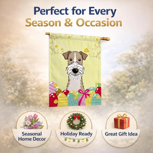 Vista 812 de Caroline's Treasures BB1923GF Bandera decorativa para jardín con diseño de Border Collie, para caza de huevos de Pascua, para jardín, jardín, patio