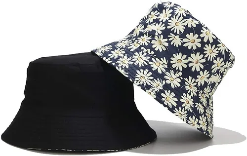 Vista 2 de XYIYI Lindo sombrero de pescador, sombrero de playa para mujer, reversible, con doble lado