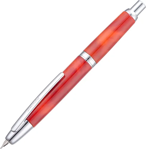 Vista 22 de Jinhao 10 Press Pluma estilográfica con caja, punta mediana retráctil de oro mate cepillado con juego de convertidor de tinta (clip dorado)