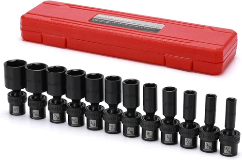 Vista 10 de MIXPOWER Juego de 6 piezas de enchufe de impacto universal poco profundo de 1/4" Drive SAE, 1/4" - 9/16", enchufe giratorio con oscilación flexible