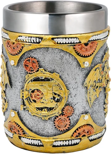 Vista 7 de alikiki Taza medieval steampunk de dragón, 15.8 onzas, dragones mecánicos renacentistas, cerveza, jarra, jarra, taza de café inoxidable, taza