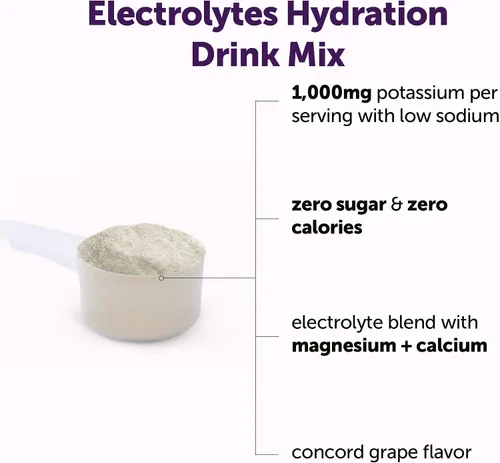 Vista 3 de Micro Ingredients Electrolitos en polvo, 1 libra (69 porciones) Sin azúcar Sabor a uva Sweet Concord Mezcla de bebida de hidratación de 1,000