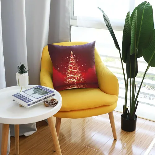 Vista 6 de Kigai Funda de cojín cuadrada decorativa para árbol de Navidad de 16 x 16 pulgadas, para sofá, dormitorio, hogar