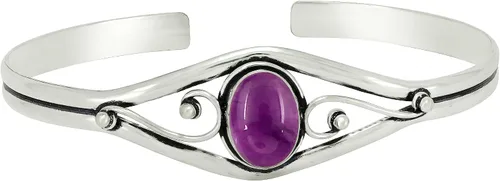 Vista 3 de Natural Gemstone Cuff Bangle Bracelets for Women Amatista