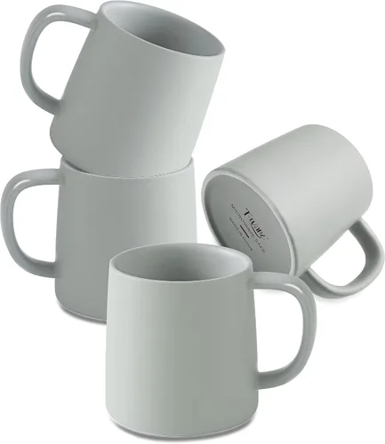 Vista 6 de T-WARE Tazas de café de 16 onzas, juego de 4 tazas de café beige mate, tazas de café de cerámica de color sólido