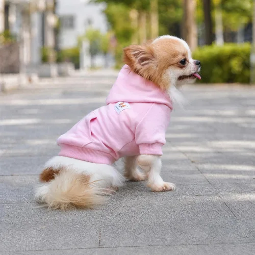Vista 6 de LOPHIPETS Sudaderas con Capucha de Algodón para Perros para Perros Pequeños Chihuahua Ropa para Cachorros Abrigo para Clima Frío-Rosa/S Rosado