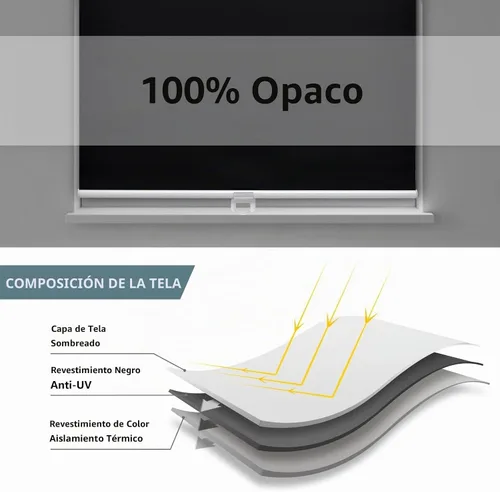 Vista 4 de AOSKY Persianas Enrollables Sin Cordón Opacas para Ventanas Oscurecimiento de Habitación Persianas Enrolladas con Sistema de Resorte, Protección UV