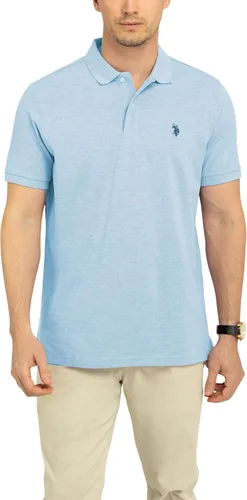 Vista 58 de Polo de piqué de algodón sólido para hombre con pequeño Pony Gris jaspeado