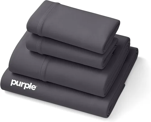 Vista 8 de Purple Sábanas SoftStretch de Bolsillo Profundo, Individual/Individual XL, Mezcla de Rayón, Absorbe la Humedad, Morado Profundo, Se Adapta a