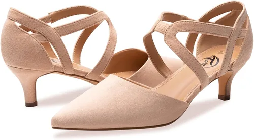 Vista 4 de Trary Zapatos de tacón bajo para mujer, con puntera puntiaguda, cómodos, informales, para trabajo, oficina, boda, fiesta, zapatos de tacón