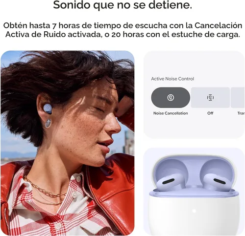 Vista 7 de Google Pixel Buds 2a - Auriculares inalámbricos Bluetooth con cancelación activa de ruido y modo de transparencia, ligeros, ajuste cómodo, batería