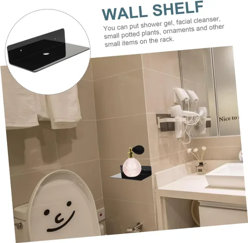Vista 4 de jojofuny Estantes flotantes de acrílico, estante de pared, soporte para altavoz, estantes colgantes para dormitorio, estante de exhibición montado
