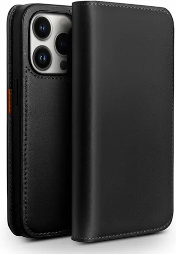 Vista 9 de COOVS Funda tipo cartera para iPhone 14/14 Plus/14 Pro/14 Pro Max, funda con cierre magnético de piel auténtica de alta calidad, con bloqueo RFID